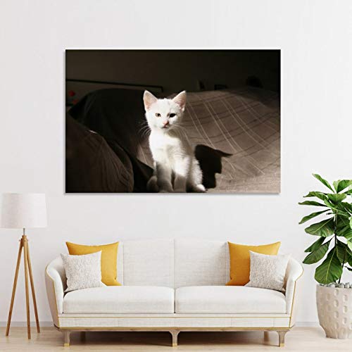 GUKEY Póster, lienzo con diseño de gatitos, gatos y animales con orejas de gato, 50 x 75 cm