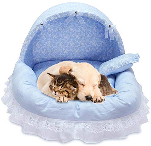 Gulunmun Camas para Gatos Camas para Perros Encaje Princess Pet Dog Bed House Crate Cat Bed Cage Basket Puppy House Dream Nest Dream Kennel Sofa Dog Nest Soft Pet Supplies @ Pink M