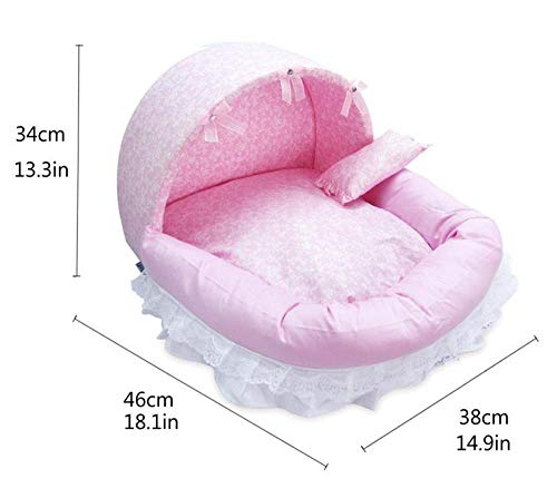 Gulunmun Camas para Gatos Camas para Perros Encaje Princess Pet Dog Bed House Crate Cat Bed Cage Basket Puppy House Dream Nest Dream Kennel Sofa Dog Nest Soft Pet Supplies @ Pink M