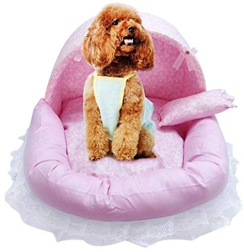 Gulunmun Camas para Gatos Camas para Perros Encaje Princess Pet Dog Bed House Crate Cat Bed Cage Basket Puppy House Dream Nest Dream Kennel Sofa Dog Nest Soft Pet Supplies @ Pink M