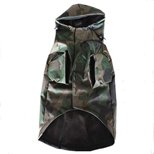 Gulunmun Chubasqueros para Perros Impermeable De Camuflaje para Perros Grandes Ropa Impermeable para Perros Pequeños Grandes con Capucha Rain Cloak-2_XL
