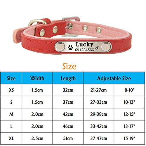 Gulunmun Collar Personalizado para Mascotas Collar de Cuero Suave para Perros con láser Cachorro de Gato Grabado Nombre de la Mascota Identificación del teléfono Collar-Azul Cielo M