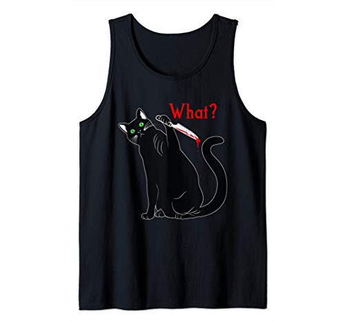 Halloween gato negro superstición asesina gatos con cuchillo Camiseta sin Mangas