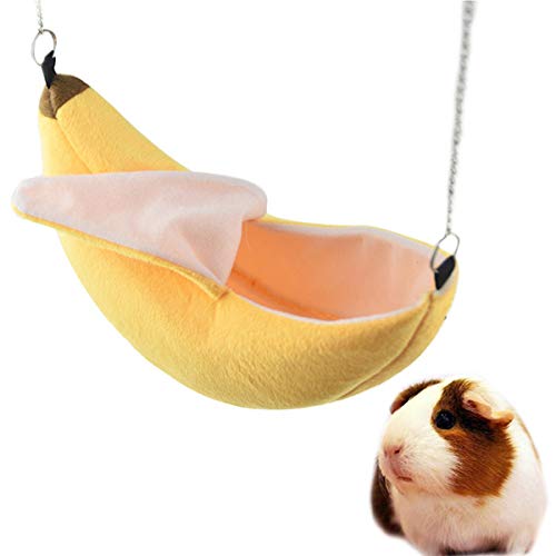 Hamaca Hamster Cama de Animales Pequeños Casa Hamaca Jaula Colgante Nido para Pájaro Hurón Rata Ardilla (Amarillo)