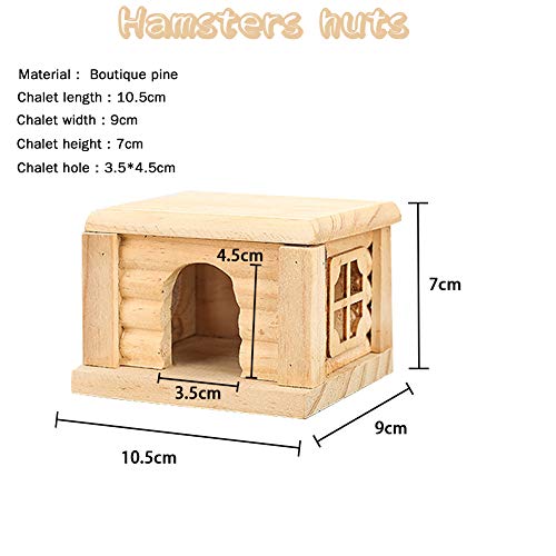 Hámster House Nature, casa de madera para ratón Hamsters Gerbil Home, pequeño animal nido, juguete plano Top Guinea, cerdos habitaciones, 10,5 x 9 x 7 cm