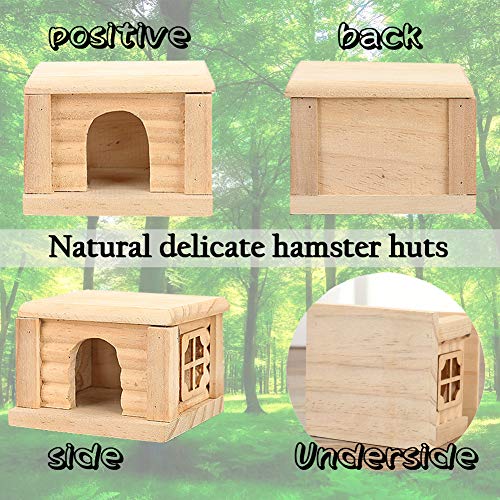 Hámster House Nature, casa de madera para ratón Hamsters Gerbil Home, pequeño animal nido, juguete plano Top Guinea, cerdos habitaciones, 10,5 x 9 x 7 cm