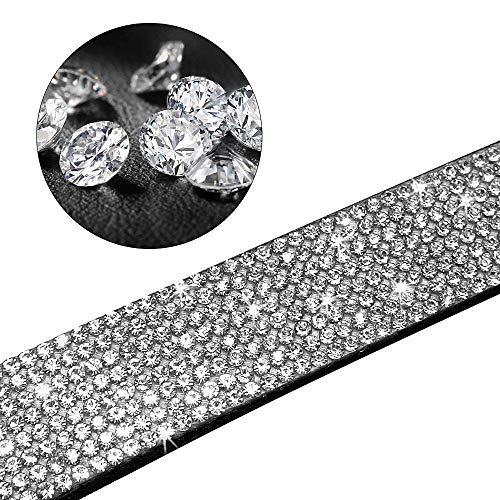 haoyueer Collar de perro con diamantes de imitación, bonito y deslumbrante suave de ante y suave para perro, gato, collar de diamantes de imitación de cristal para mascotas (M, rosa caliente)
