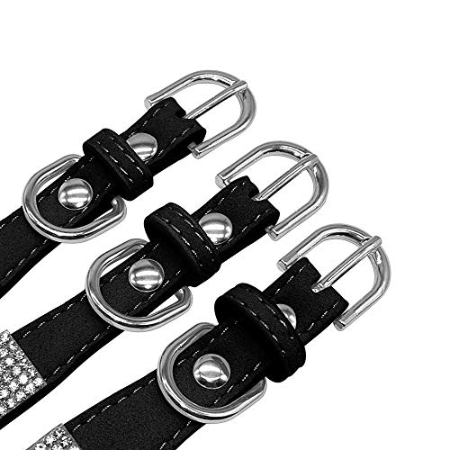 haoyueer Collar de perro con diamantes de imitación, bonito y deslumbrante suave de ante y suave para perro, gato, collar de diamantes de imitación de cristal para mascotas (M, rosa caliente)