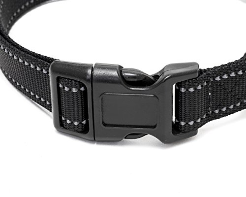 Happilax Collar Nylon Perro Mediano Resistente, Ajustable y Reflectante en Negro