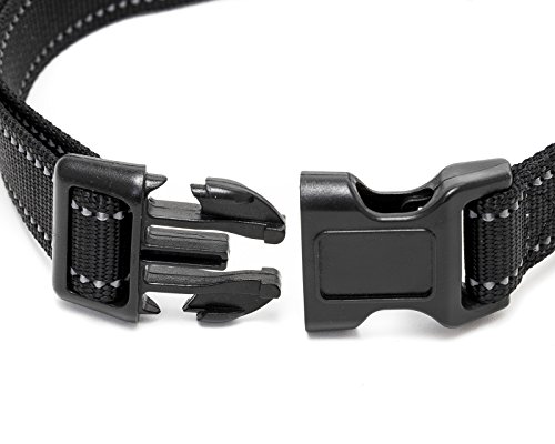 Happilax Collar Nylon Perro Mediano Resistente, Ajustable y Reflectante en Negro