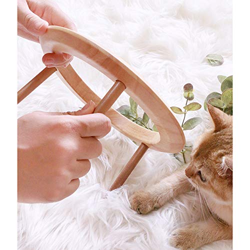 HCHLQLZ Naranja Ceramica Comedero Elevado Perro y Comedero Regulable Gato - 480 ml - En un Elegante Soporte de bambú - (3 métodos de instalación para Diferentes Alturas)