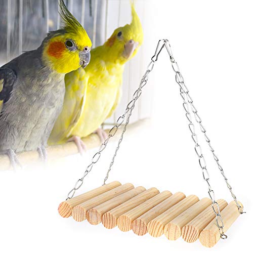 HEEPDD Columpio de Loros, 13 * 20 cm Columpio de pájaro Natural de Madera Juguetes de Perca Columpio de Registro Redondo Colgante para Ardillas de Chinchilla Loros