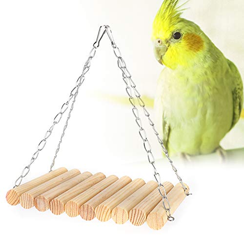 HEEPDD Columpio de Loros, 13 * 20 cm Columpio de pájaro Natural de Madera Juguetes de Perca Columpio de Registro Redondo Colgante para Ardillas de Chinchilla Loros
