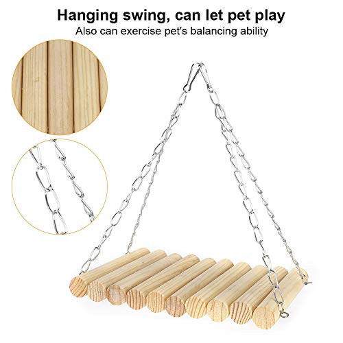 HEEPDD Columpio de Loros, 13 * 20 cm Columpio de pájaro Natural de Madera Juguetes de Perca Columpio de Registro Redondo Colgante para Ardillas de Chinchilla Loros