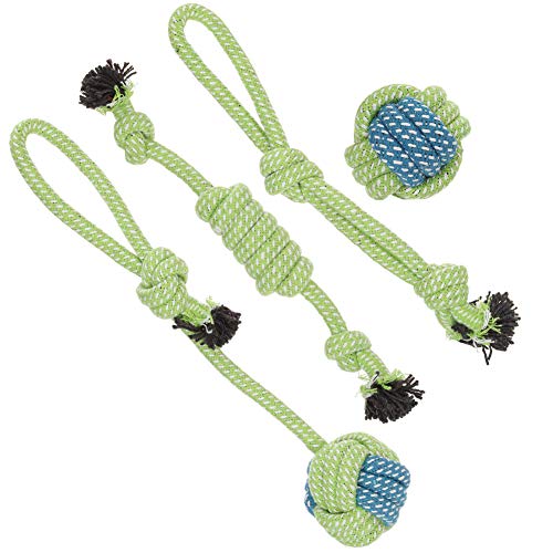 hellomagic - Juego de 4 Piezas de Cuerda de Juguete para Perros, Juguete de Limpieza Dental para Perros Grandes y pequeños