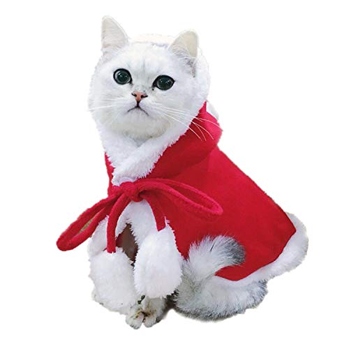 Hengu Capa Ropa de Navidad para Perros Gatos, Papa Noel Disfraces Disfraz Sudadera Capucha Chaqueta Camisas Poncho Lindas de Navidad para Cachorro Perro Mascota Pequeño