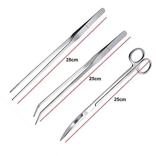 Herramientas de acuario,Planta acuática Tijera,Acuario Herramienta Accesorios,Aquarium Tool Accesorios acero inoxidable Acuario tanque planta de agua Alicates Tijeras Herramientas Set Kit-3PCS