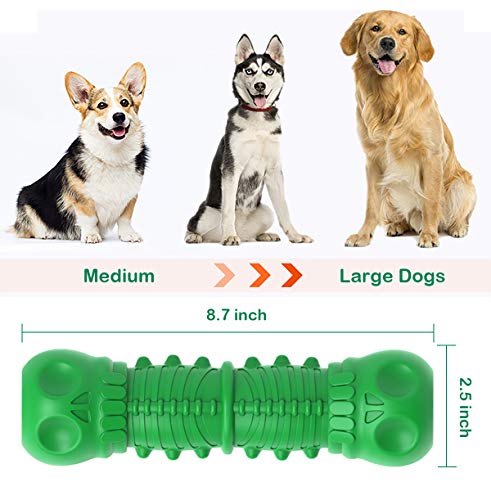 HETIAL Juguetes masticables para perros de cráneo para masticar agresivos, juguetes chirriantes con sabor a leche, juguetes indestructibles resistentes y duraderos para perros (verde)