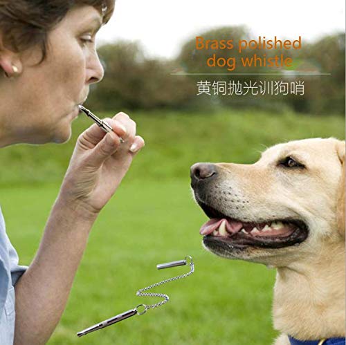 Hffheer Silbato de Entrenamiento para Perros 3 en 1 Silbato ultrasónico para Perros Silbato de frecuencia Ajustable con Cadena Desmontable para Entrenamiento de Perros Parada de ladridos