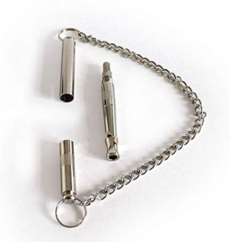 Hffheer Silbato de Entrenamiento para Perros 3 en 1 Silbato ultrasónico para Perros Silbato de frecuencia Ajustable con Cadena Desmontable para Entrenamiento de Perros Parada de ladridos