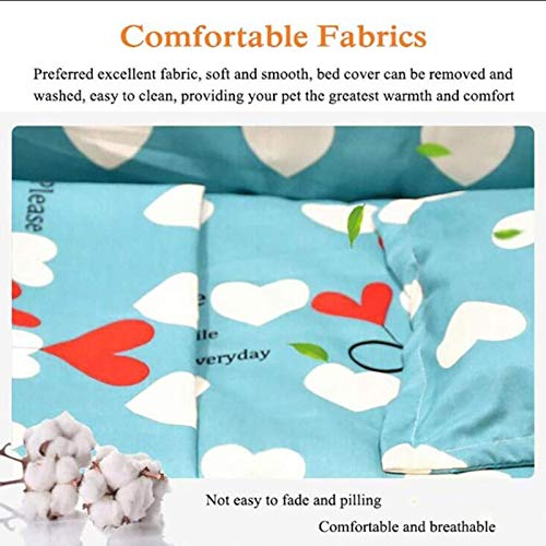 HH- Escaleras de Mascotas Cama para Mascotas Cama Interior de Madera para Perros/Gatos, Madera de Pino de Mascotas Cuna con Peldaños para El Perro Facilitar La Subida A La Cama, Cojín Azul Lago