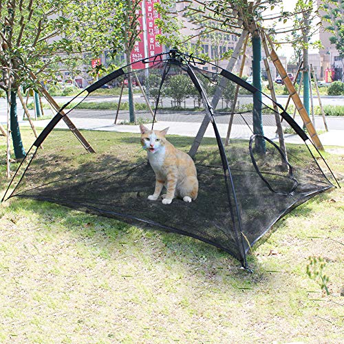 Hi Suyi - Jaula de tienda de campaña de gato, portátil, saltable al aire libre, valla casa, animal familiar, cálido, nailon, para patio, exterior, color negro