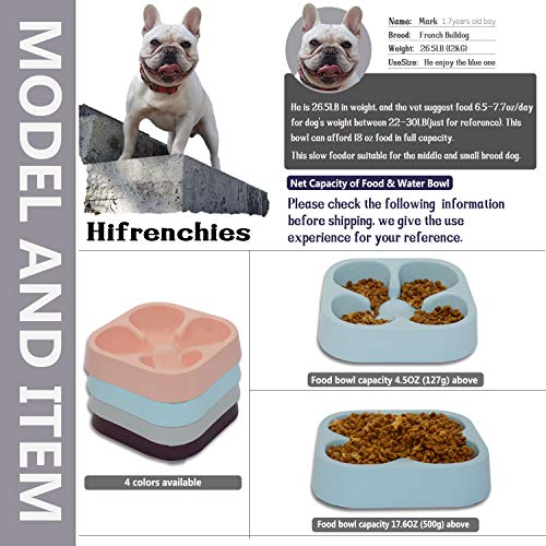Hifrenchies - Comedero lento para perro Bulldog francés, comedero lento para gatos y perros, mascotas anti-asfixia, trébol de cuatro hojas o con diseño de rayas