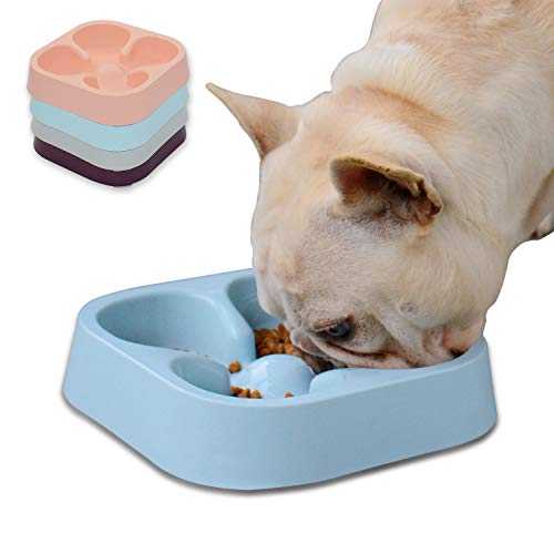 Hifrenchies - Comedero lento para perro Bulldog francés, comedero lento para gatos y perros, mascotas anti-asfixia, trébol de cuatro hojas o con diseño de rayas