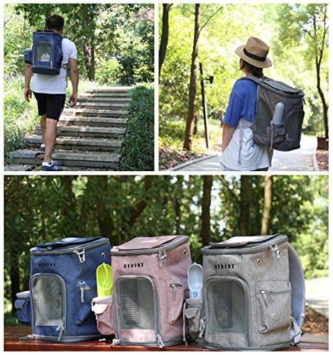 HIKEMAN Las Mochilas de Viaje de Mascotas Llevan Cremalleras, Pueden doblarse, Adaptarse a Perros, Gatos, Conejos, Ratones, etc, Animales de Viaje a pie, campamentos, Actividades al Aire Libre(Gris)