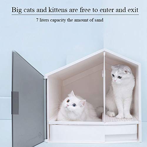hkwshop Caja de Arena Gran Espacio for la Basura for Gatos Cuenco Suministros for Mascotas Semicerrado Forma de Inodoro del Gato Olla única for Gatos Sanitario Gato