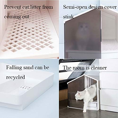 hkwshop Caja de Arena Gran Espacio for la Basura for Gatos Cuenco Suministros for Mascotas Semicerrado Forma de Inodoro del Gato Olla única for Gatos Sanitario Gato