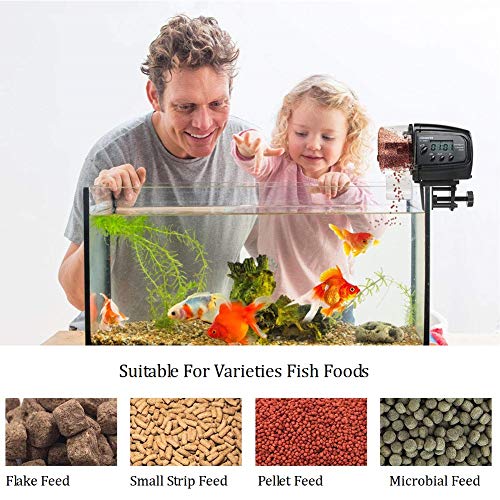 Homieco Alimentador Automático de Acuarios, Dispensador de Comida Acuario con LCD Pantalla, Comedero de Peces Automáticos, Fish Tank Fish Food Auto Comederos para Fin de Semana o de Vacaciones