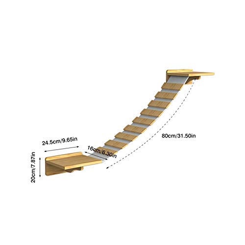 househome Puente Colgante Cats Wall Park, Muro de Escalada Hecho a Mano para Gatos Matterhorn, Escalera de Escalada para Montaje en Pared, Poste rascador árbol de Gato para la Pared