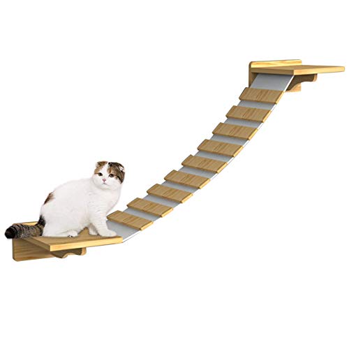 househome Puente Colgante Cats Wall Park, Muro de Escalada Hecho a Mano para Gatos Matterhorn, Escalera de Escalada para Montaje en Pared, Poste rascador árbol de Gato para la Pared