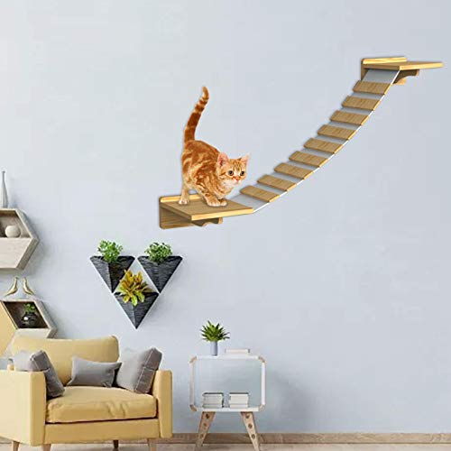 househome Puente Colgante Cats Wall Park, Muro de Escalada Hecho a Mano para Gatos Matterhorn, Escalera de Escalada para Montaje en Pared, Poste rascador árbol de Gato para la Pared