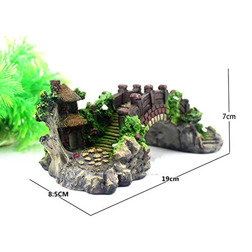 HPiano Adornos para Acuario,pecera, decoración de Resina, rocío o Cueva,acuarios Puente Decorativo Accesorios del Puente del Arco Pabellón del jardín del árbol del Ornamento Paisaje del Acuario