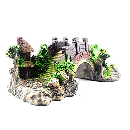 HPiano Adornos para Acuario,pecera, decoración de Resina, rocío o Cueva,acuarios Puente Decorativo Accesorios del Puente del Arco Pabellón del jardín del árbol del Ornamento Paisaje del Acuario