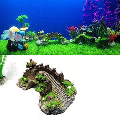 HPiano Adornos para Acuario,pecera, decoración de Resina, rocío o Cueva,acuarios Puente Decorativo Accesorios del Puente del Arco Pabellón del jardín del árbol del Ornamento Paisaje del Acuario