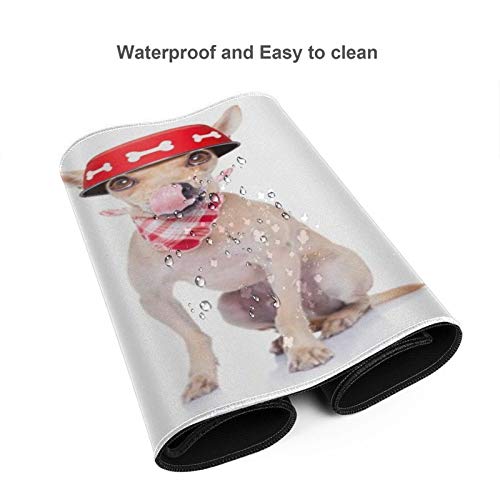 HUAYEXI Alfombrilla Gaming,Chihuahua Hambriento Lamer Perro Canino Sosteniendo Plato Comida con Animales Vida,con Base de Goma Antideslizante,750×400×3mm