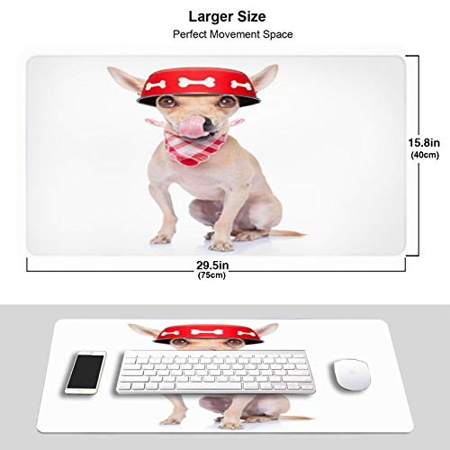 HUAYEXI Alfombrilla Gaming,Chihuahua Hambriento Lamer Perro Canino Sosteniendo Plato Comida con Animales Vida,con Base de Goma Antideslizante,750×400×3mm