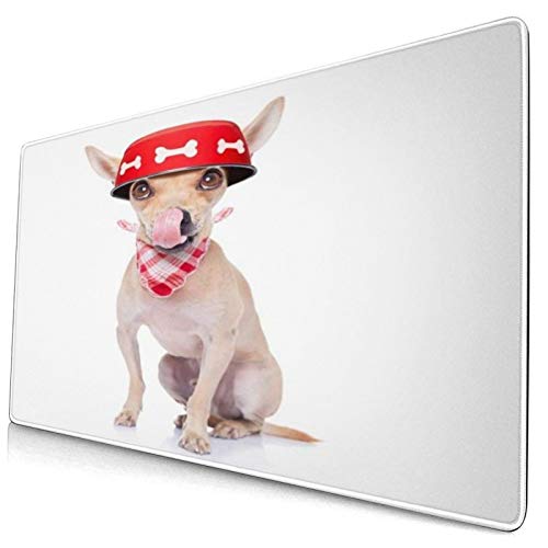 HUAYEXI Alfombrilla Gaming,Chihuahua Hambriento Lamer Perro Canino Sosteniendo Plato Comida con Animales Vida,con Base de Goma Antideslizante,750×400×3mm