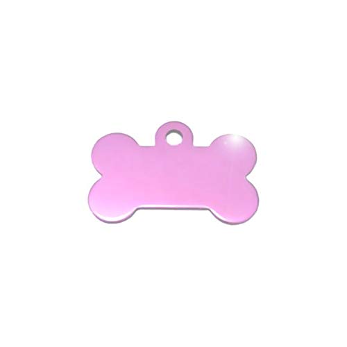 Hueso para Mascotas pequeñas-Medianas Placa Chapa Medalla de identificación Personalizada para Collar Perro Gato Mascota grabada (Rosa)