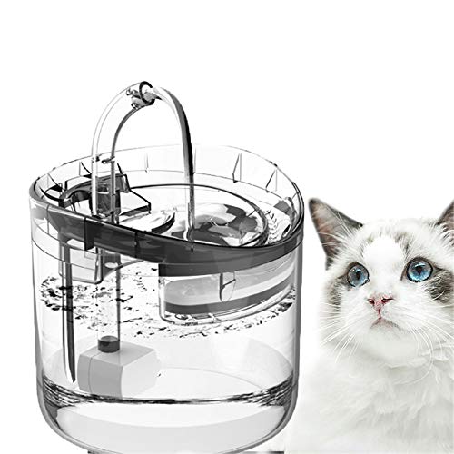 HWZZ Fuente De Agua para Gatos Agua Filtrada para Mascotas Bebida Higiénica Saludable, Dispensador De Agua para Mascotas Capacidad Automática De 1.8L, Super Silencioso,Clear