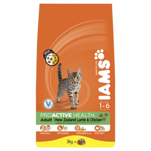 Iams Dry Cat Food Adulto Cordero, 3 kg – Pack de 3