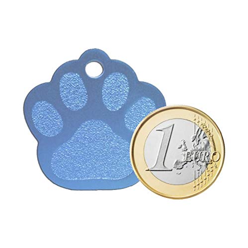 Iberiagifts - Placa en Forma de Huella para Mascotas Medianas-Grandes Chapa Medalla de identificación Personalizada para Collar Perro Gato Mascota grabada (Rojo)