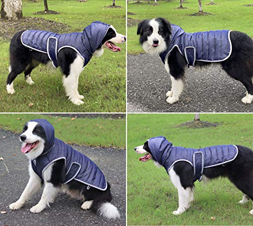 Idepet Abrigo para Perros Chaqueta cálida, Chaleco Reflectante de Lana para Mascotas Sudaderas con Capucha Deporte al Aire Libre Chaquetas Impermeables para Perros con arnés