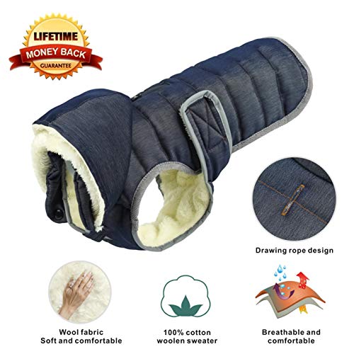 Idepet Abrigo para Perros Chaqueta cálida, Chaleco Reflectante de Lana para Mascotas Sudaderas con Capucha Deporte al Aire Libre Chaquetas Impermeables para Perros con arnés
