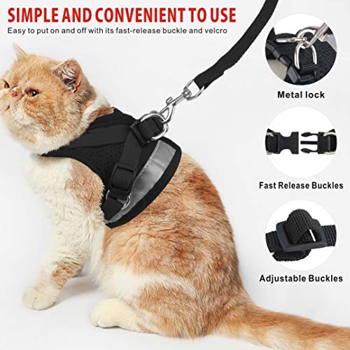Idepet Arnés y Correa para Gatos para Caminar Arnés de Chaleco de Malla Suave Ajustable para Gatos pequeños medianos Grandes Mascotas Gatito Cachorro Conejo