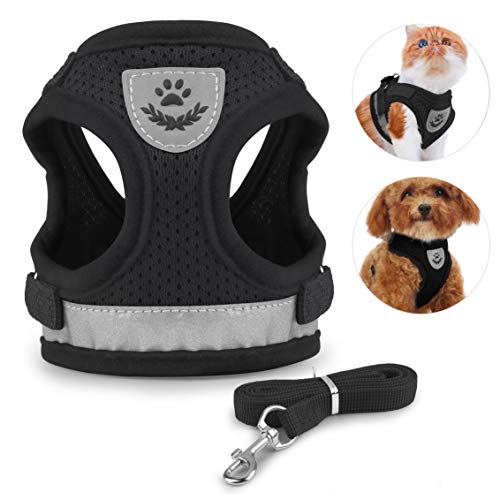 Idepet Arnés y Correa para Gatos para Caminar Arnés de Chaleco de Malla Suave Ajustable para Gatos pequeños medianos Grandes Mascotas Gatito Cachorro Conejo