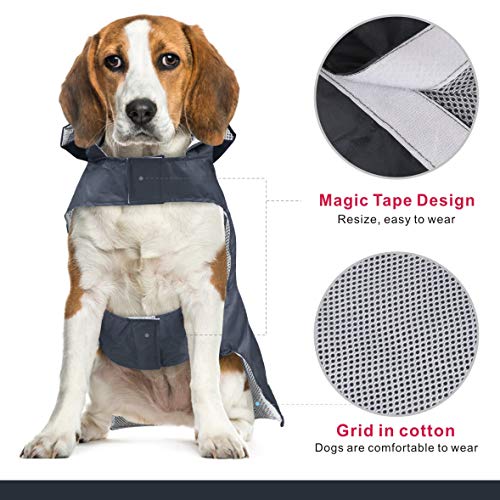Idepet Chubasquero para Perros con Capucha y Cuello,Poncho Impermeable para Lluvia para Perros Chaqueta de Lluvia para Perros Sudaderas a Prueba de Viento Perros pequeños, medianos y Grandes